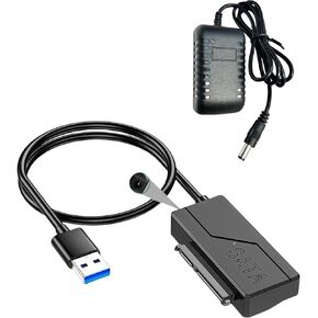 USB 3.0 to SATA Adapter with DC Power Supply - 5Gbps Plug & Play, Supports 2.5"/3.5" HDD/SSD, CD/DVD Drive, TV, PS4-5000+ Lab Tested & Multi-OS Compatible