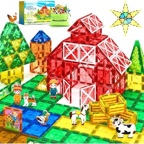 Magnetic Tiles Toys with Farm Animals for 3+ Year Old Toddler, Magnetic Blocks Building Toys for Kids Ages 3-5 5-7 Girls Boys, Classroom Must Haves
