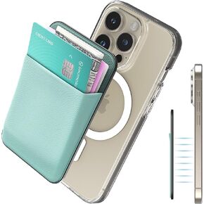 Sinjimoru Basic Cell Phone Wallet Stick on, Phone Card Holder for Back of Phone for MagSafe Wallet Compatible with iPhone 14 & 13 12 Series. M-Basic