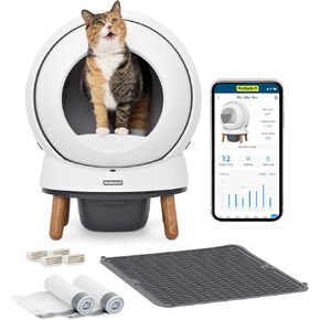 PetSafe ScoopFree SmartSpin Self-Cleaning Litter Box Bundle – Advanced Odor Control – App Controlled – Up to 2 Weeks of Hands-Free Cleaning – Includes Litter Mat, 50 Waste Bin Liners, 4 Deodorizers