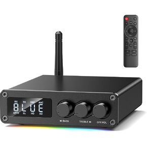 M12 Pro Pre Bluetooth 5.2 Transmitter Receiver for TV,Home Stereo,BT Headset,Low Latency HD Bluetooth Audio Decoder Adapter with Display,RCA,AUX,Coaxial,Optical Inputs/Outputs (M12 Pro 2Mics)