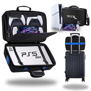 الحافظة على PS5 Slim & PlayStation Portal ، حقيبة تخزين شل الصلبة المحمولة المحمولة ، تحتفظ بمساحة PlayStation 5 (DISC/Digital Edition) ، وحدة تحكم ، ألعاب ، سماعات الرأس والملحقات ، الرمادي