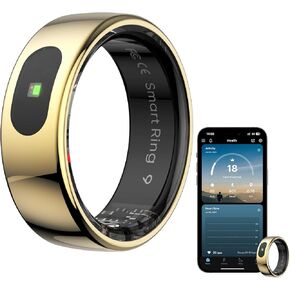 Smart Ring Health Tracker for Women & Men, Fitness Ring with Sleep & Motion Tracking, Touch Control, No Subscription Required, Compatible with iOS & Android (Silver, 7)