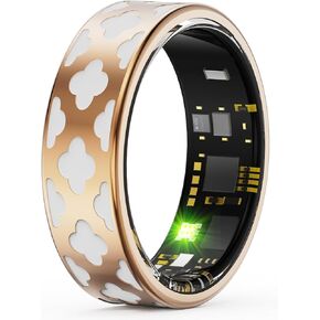 Ladies Smart Ring for Women BP Monitor Fitness Ring Heart Rate Monitor SP-O2 Sleep Tracker Health Ring Pedometer Calories Step Counter GPS Waterproof Compatible with iOS Android Phones Gift for Her