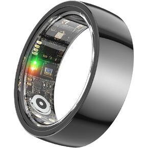 Ceramic Smart Ring for Men Women, Waterproof Fitness Tracker Sleep Heart Rate Monitor Health Ring, No Subscription, Compatible with Android & iOS (Black, 8)