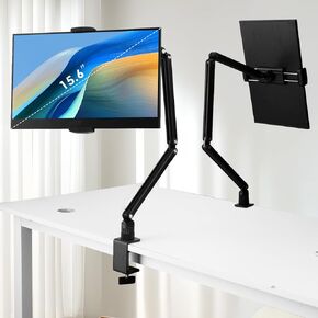 Tablet Stand Holder for ipad,Kindle,Portable Monitor Stand Holder 15.6'' Max,Foldable Tablet Mount Arm for ipad with 360°Rotate Base,Fits for Cell Phone,Kindle,Tabs 12.9'' Max