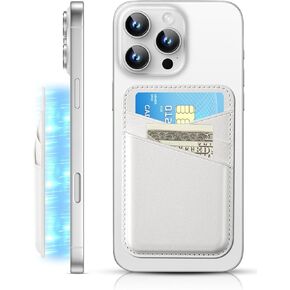 SS for Magsafe Wallet, Magnetic Phone Wallet for iPhone 16/15/14/13/12 Series, Leather Card Holder, Fit 3 Cards, Black
