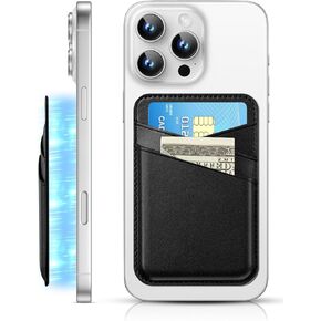 SS for Magsafe Wallet, Magnetic Phone Wallet for iPhone 16/15/14/13/12 Series, Leather Card Holder, Fit 3 Cards, Black in Kuwait