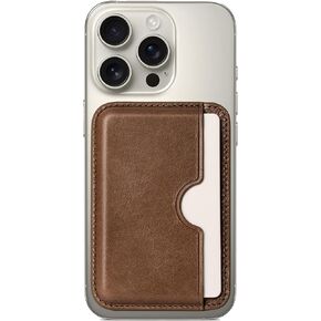 Handcrafted Italian Leather Card Wallet - [Compatible with MagSafe] - [Slim and Strong Magnetic] - [2-Card Holder] - for iPhone 16/15/14/13/12 Series - Sand Dune
