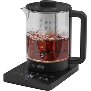 Electric Tea Kettle with Infuser Temperature Control and Automatic Shut Off 24 H Keep Warm for Coffee Water Heater and Tea Pot Glass Black 1.5L