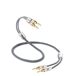 Audiophile High-End Speaker Cables Hi-fi Series 14AWG Cotton Net Braided, Featuring Gold Plated Banana Plugs & Spade Connectors (4.92ft/1pcs)