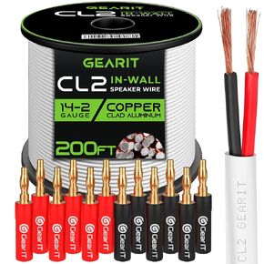 200ft 14ga CL2 Speaker Wire & 12 Banana Plug