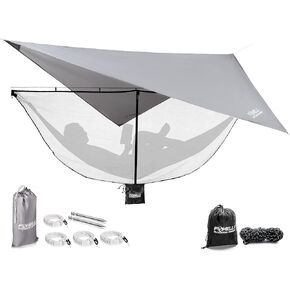 Foxelli Hammock Net & Rain Fly Bundle - 12ft Lightweight Net & Waterproof Tarp