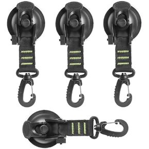 4 Pack Heavy Duty Suction Cup Anchor with Securing Hook Tie Down, Camping Tarp Accessory Suction Cup Attachment for Camping Car Van Truck Boat and Home(Red)