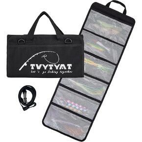Lure Bag - 6 Pocket Waterproof Large Capacity PVC Heavy Duty Fishing Bag, Handheld and Crossbody Dual Mode Self-adhesive Closure for Trolling Saltwater Skirt Lures Soft Baits
