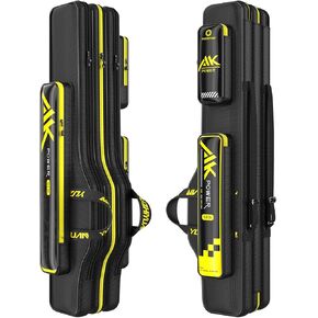 Fishing Rod Case Quad-Layer 1680D Heavyweight Oxford Fishing Pole Case & Bag Wire-Reinforced Non-Deforming Frame Quick-Access Compartments Anti-Sag Structure Fishing Rod Bag Fishing Gift for Men