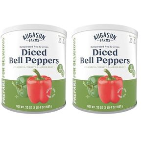 Augason Farms Dehydrated Diced Red & Green Bell Peppers 1 lb 4 oz No. 10 Can (Pack of 2)