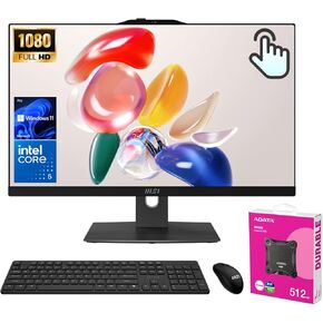 MSI Pro Modern 23.8" FHD AIO Desktop, Touchscreen, 10 Cores Intel Core 5 120U, 16GB DDR5 RAM, 1TB SSD, Adjustable Height & Angle, IR Webcam, AI Engine, Win11 P, Bundle with ADATA 512GB Mobile SSD