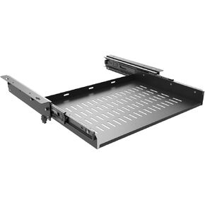 JINGCHENGMEI Sliding Under Desk Laptop Mount, Metal Laptop Mount with Air Vents, Under Desk Slide Out Tray for Laptop 16.3" W x 2.3" H x 12" D