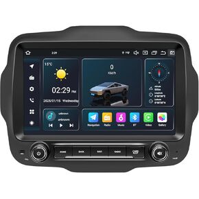 Swtnvin Car Radio Stereo for Jeep Renegade 2015 2015 2017 2018 2018 2020 ، 9 "720 * 1280 IPS+Qled Screen Android 14 يدعم CARPLAY 4G SIM CARD BT5.0 DSP SWC 8GB 8GB+128G+128G