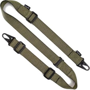 2-Point Rifle Sling - Premium Shotgun Sling with Upgraded Metal Hook Fits Any Weapon - Durable & Quick Length Adjust - Multi Use for Hunting, Sniper, Shooting & Emergency Situations