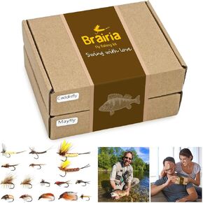 Premium Fly Fishing Gift Set for Men - Customizable Dual-Metal Case with Dry/Nymph Flies | Handpicked Mayfly & Caddisfly for Trout & Bass | Ideal Father’s Day, Birthday Gifts for Anglers