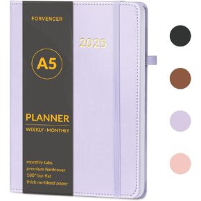 Appointment Book 2025, 6.3" x 8.5", Forvencer Hardcover 2025 Planner Weekly and Monthly (Jan 2025 - Dec 2025), Daily Hourly Planner with 30 Minute Increments, PU Leather Calendar Planner Agenda Book, Schedule Organizer Appt Book, A5, Black