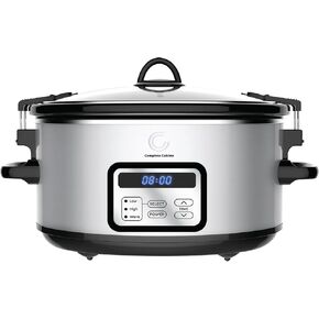 CC-6300PG-SS Digital 6-Quart Oval Slow Cooker with Locking Lid and Stainless Steel Exterior