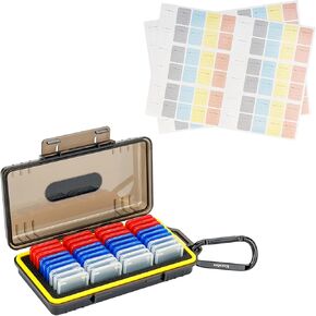 36 Slots Memory Card Holder + 120 Count Memory Card Label: Camera Memory Card Holder with SD Card Label