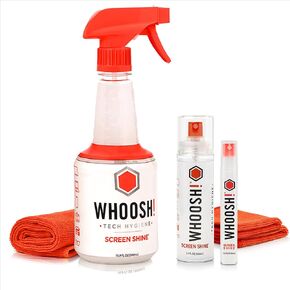 WHOOSH! Screen Cleaner Spray & Microfiber Cloths Bundle | 16.9, 3.4 & 0.3 fl oz + 1 Microfiber Cloth (14x14) + 2 Microfiber Cloths (6x6)