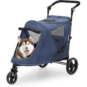Athena Collection 3 Wheels Pet Stroller Fabric Dog Cart Dog Stroller for Large Dogs 55 Lbs Pet Stroller with Mesh Windows, Zipper Back Pocket, Safety Tether, Angle Adjustable Handlebar, Black in Saudi Arabia