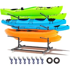 Kayak Storage Rack，Heavy Duty Freestanding Kayak Racks for Garage,Adjustable Kayak Stand Indoor & Outdoor Storage Rack for Kayak, Canoe, Surfboard