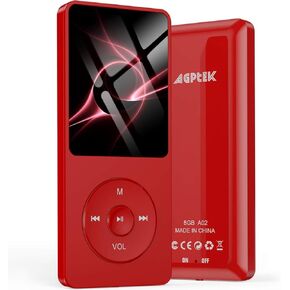 AGPTEK A02S 16GB MP3 Player, 70 Hours Playback Lossless Sound Music Player, Supports up to 128GB, (Black+Pink)