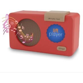 SMPL Music Player with Lifter for Seniors - Audiobooks + MP3 Player Sound, Durable Wooden Enclosure, Retro Look, 4GB USB with 40 Nostalgic Hits - Live Support (Red)