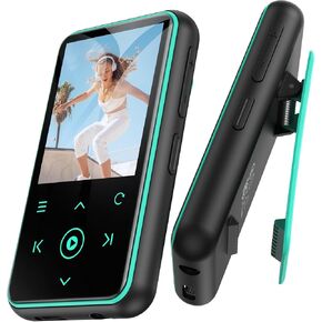 AGPTEK 64GB MP3 Player with Clip, 1.8 inch Bluetooth 5.3 Music Player with FM Radio, Voice Recorder for Sport Running, Supports up to 128GB TF Card, Model: M2, Blue