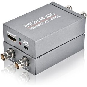 SDI to HDMI Converter Adapter with SDI Loop Out 1080p HD-SDI/3G-SDI/SD-SDI to HDMI Video Audio Converter BNC to HDMI Adapter for SDI Camera Monitor Projector
