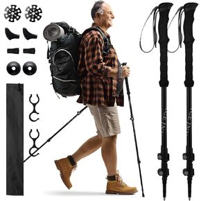 Trekking Poles - 2PC Hiking Poles for Backpacking, Ultralight Telescopic Walking Sticks, Aircraft-Grade 7075 Aluminum with EVA Foam Grips, Lightweight Hiking Sticks for Seniors Women Men