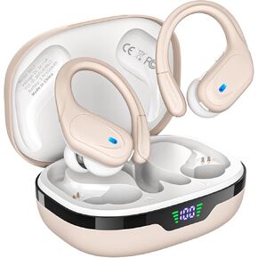 Wireless Earbuds, Sports Bluetooth Headphones, Ear Buds with 80hr Playtime, Noise Canceling, LED Power Display, IPX7 Waterproof Earphones for Workout/Running Khaki