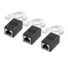 RJ11 to RJ45 Cable Adapter 8 inches, 3 Pack, Phone Jack Line RJ11 6P4C to Ethernet 8P8C Coupler, RJ45 Female to RJ11 Male for Landline Telephone Service