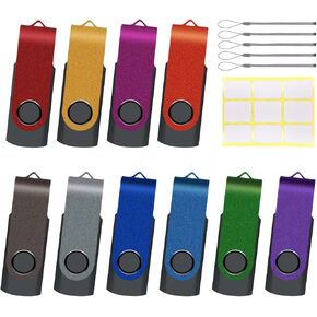 10-Pack 8 GB USB Flash Drive,XUANREG USB 2.0 Thumb Drives Bulk Drive Memory Stick with Sticker Paper and Lanyards, Bulk USB Drives 8GB