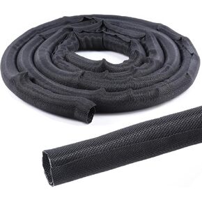 Braided Split Wire Loom Wire Insulation Sleeving Cable Tubing Wrap Harness Hose Protect and Organized (Black, 1/4''(5mm) - 8feet)