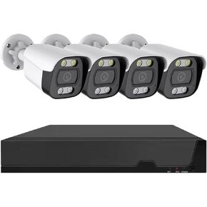 8CH 8MP POE NVR Security Camera System, 4pcs 4K Wired PoE Bullet Cameras for Home Security Outdoor with Plug Play 8 Channel H.265 Network Video Recorder for 24-7 Recording