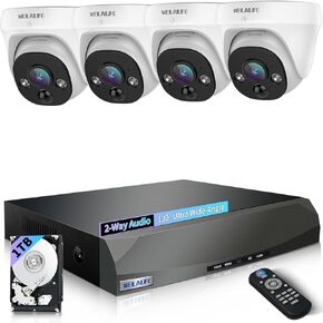 【4K Ultra HD & 2-Way Audio】 Wired Dome Security Camera System, Home Video Surveillance Camera Systems, Outdoor/Indoor POE IP Cameras, NVR Surveillance Equipment