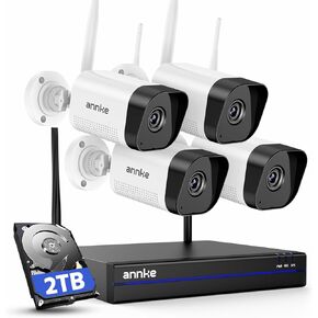 ANNKE 5MP Wireless Security Camera System Outdoor, Expandable 16CH 8MP NVR, 4Pcs 5MP WiFi Cameras, 2TB HDD, Two-Way Audio, Human Detection, IP66 Weatherproof