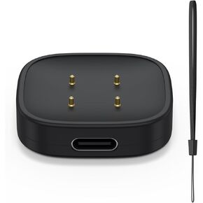 USB C Charger Adapter for Fitbit Sense/Sense 2/Versa 3/Versa 4, Portable Type C Magnetic Charging Converter Dock for Fitbit Sense 1/2, Versa 3/4 Smartwatch (Black)