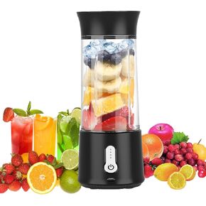 Portable Blender, Small Blender for Shakes and Smoothies with 6 Sharp Blade,USB Rechargeable Mini Juicer BPA Free, Portable Juicer for Gyms Office Travel Outgoing (Black)