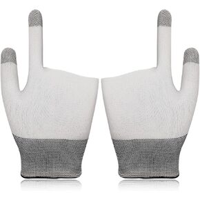 Two-Finger Gaming Finger Sleeves Mobile Game Gloves Sweat-Proof Finger Cots Seamless for Mobile Game Controllers,Nylon + Silver Fiber