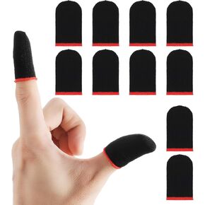 5Pcs Finger Sleeves for Mobile Gaming, 0.3mm Fiber Ultra Thin Finger & Thumb Sleeves, Anti Sweat Gaming Gloves Compatible with All Touchscreen Devices