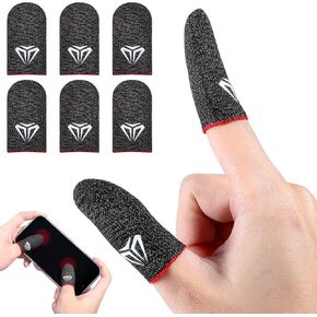 6 Pieces Gaming Finger Sleeves Anti Sweat Gaming Thumb Sleeve Silver Fiber Thin Mobile Finger Protectors Smooth Feel Gamer Gloves Accessories for Most Touchscreen Devices Tablet Phone