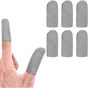 Gaming Finger Sleeves, 6pcs Ultra Thin Silver Fibers Finger Gloves for Gaming Anti Slip Finger Cover Thumb Protector Compatible with All Touchscreen Devices